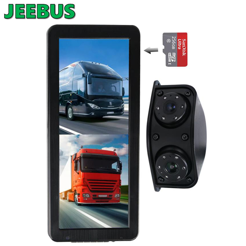 Caméra de vue arrière avant de Vision nocturne étanche HD AHD double système de moniteur DVR miroir de caméra de tableau de bord vidéo pour Bus